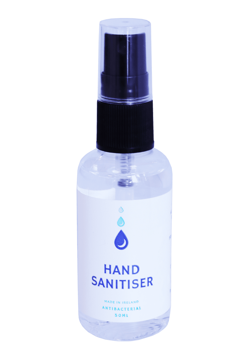 50 ml hand sanitiser pocket-sized spray bottle, made in Ireland